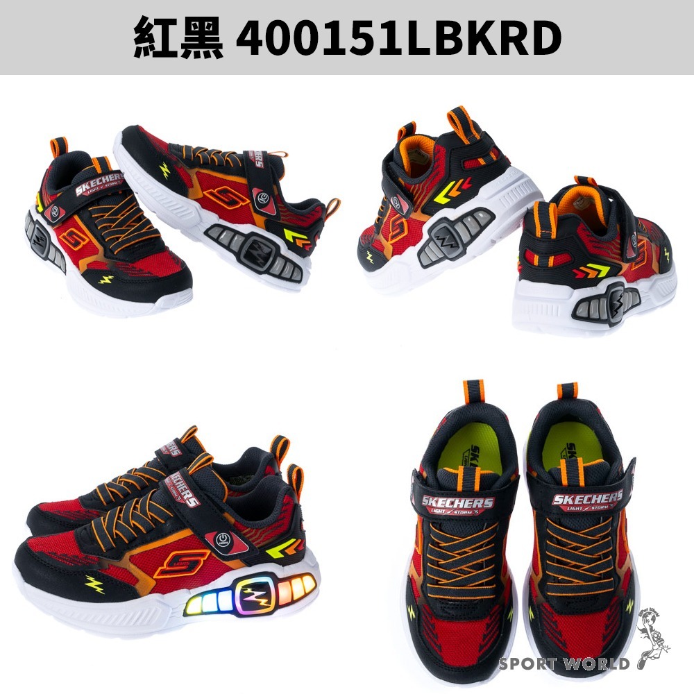 Skechers 燈鞋 中大童 LIGHT STORM 3【運動世界】400151LBKRD/400151LWBK-細節圖3