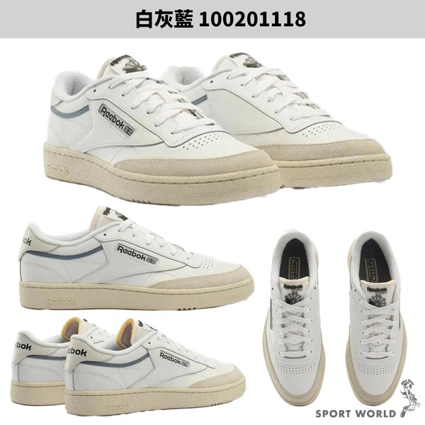 Reebok 休閒鞋 男鞋 CLUB C 85 白灰藍/白奶茶【運動世界】100201118/100074231-細節圖3
