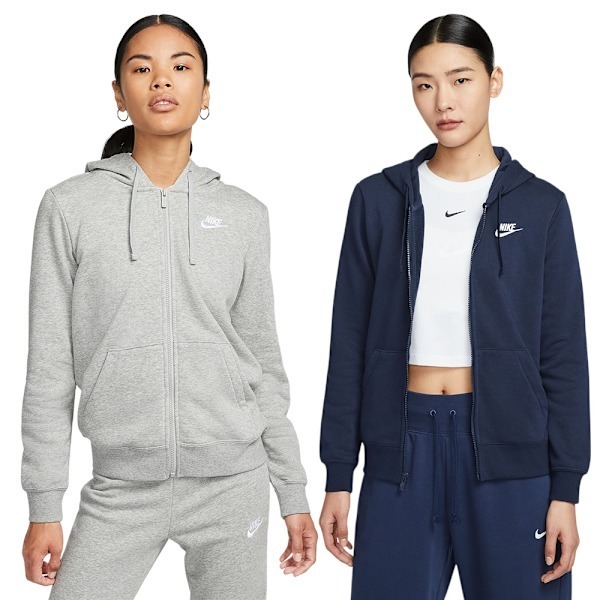 Nike 連帽外套 女裝 刷毛 刺繡 灰/藍【運動世界】DQ5472-063/DQ5472-451-細節圖2