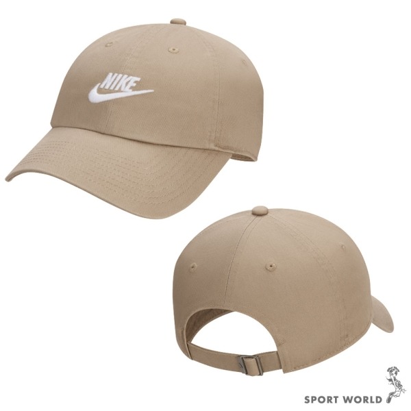 Nike 帽子 老帽 水洗 純棉 刺繡 卡其【運動世界】FB5368-247-細節圖3