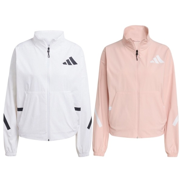 Adidas Z.N.E. 涼感防曬外套 女裝 寬鬆 白/粉【運動世界】JW1754/KE4883-細節圖2