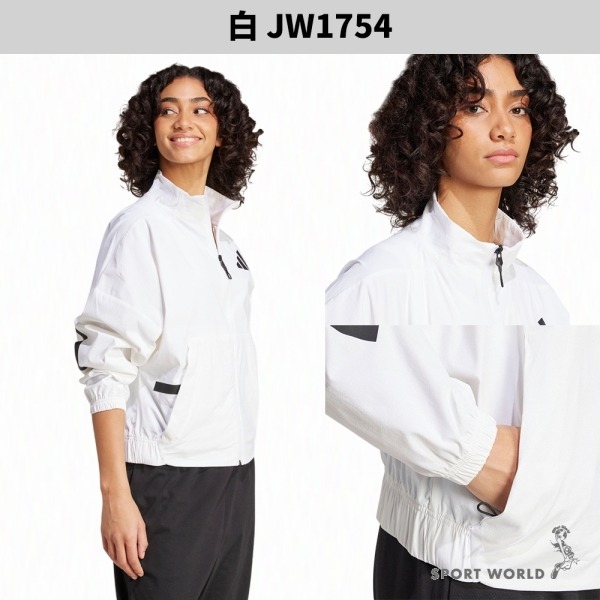 Adidas Z.N.E. 涼感防曬外套 女裝 寬鬆 白/粉【運動世界】JW1754/KE4883-細節圖4