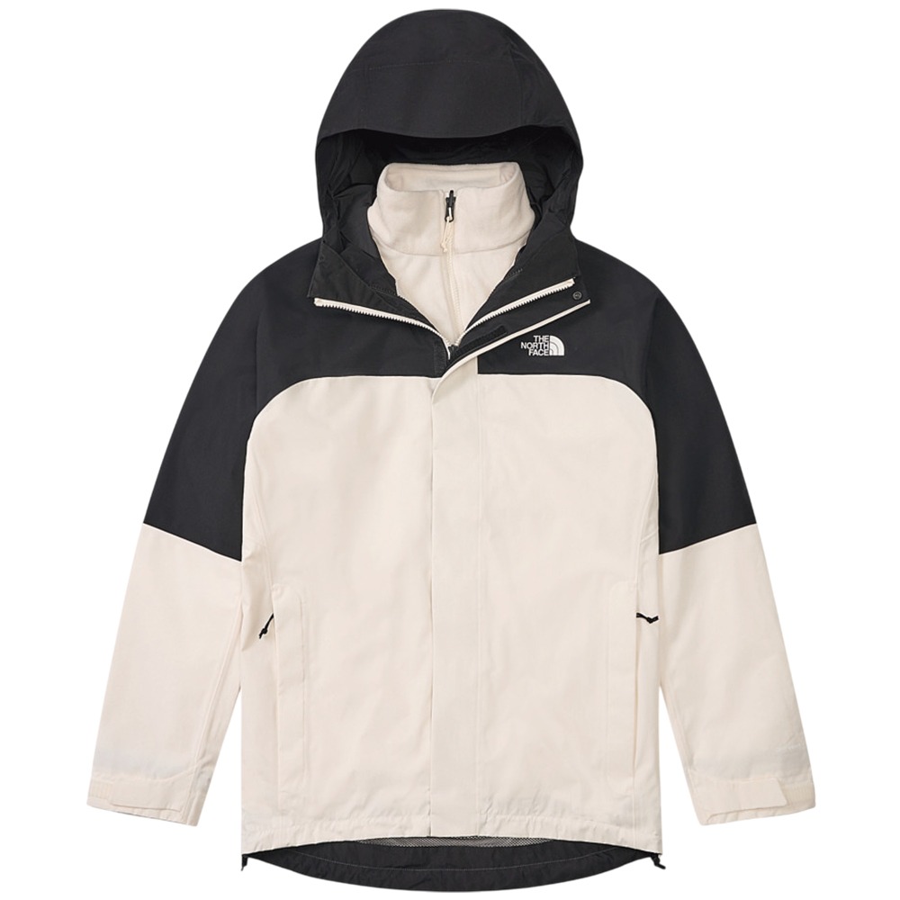The North Face 北面 三合一連帽外套 男裝 防水 抓絨外套 米黑【運動世界】NF0A89ZPROU-細節圖2