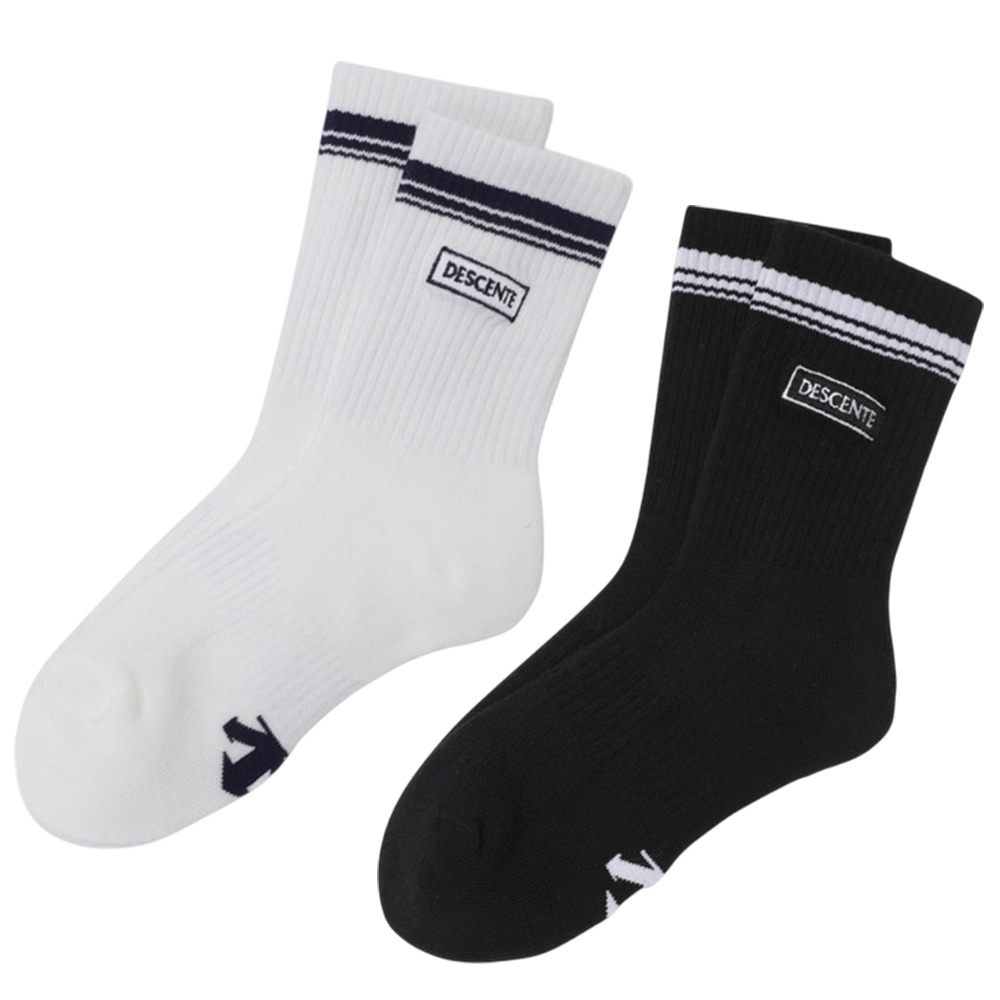 Descente 迪桑特 襪子 中筒襪 刺繡Logo 韓國製 白【運動世界】DS24SSUS30101/199-細節圖2