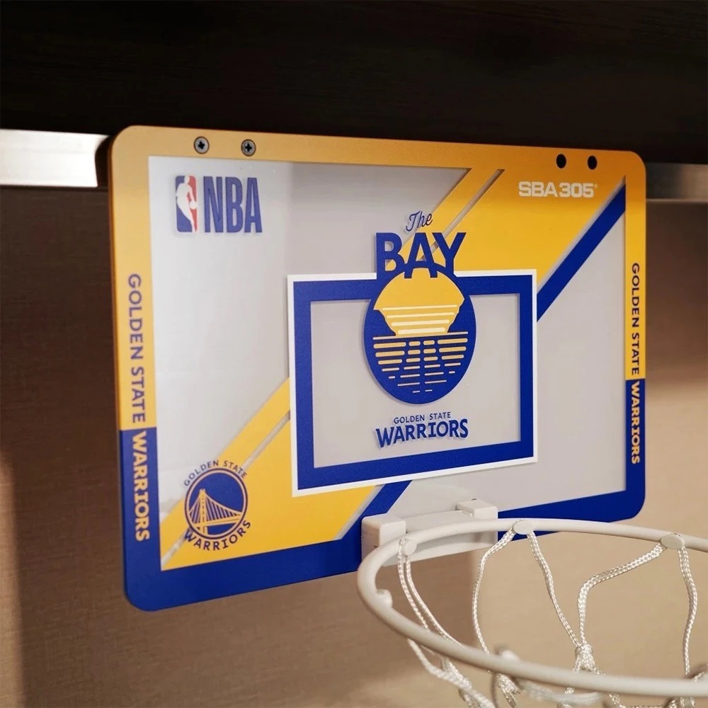 NBA 官方授權 金洲勇士隊 小籃框 附球 隊徽款 壁掛式 室內玩具 居家 SBA305【運動世界】SBA04-細節圖2