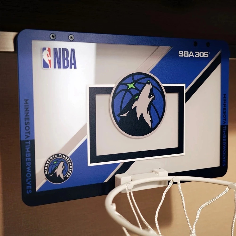 NBA 官方授權 灰狼隊 小籃框 附球 隊徽款 壁掛式 室內玩具 居家 SBA305【運動世界】SBA06-細節圖2