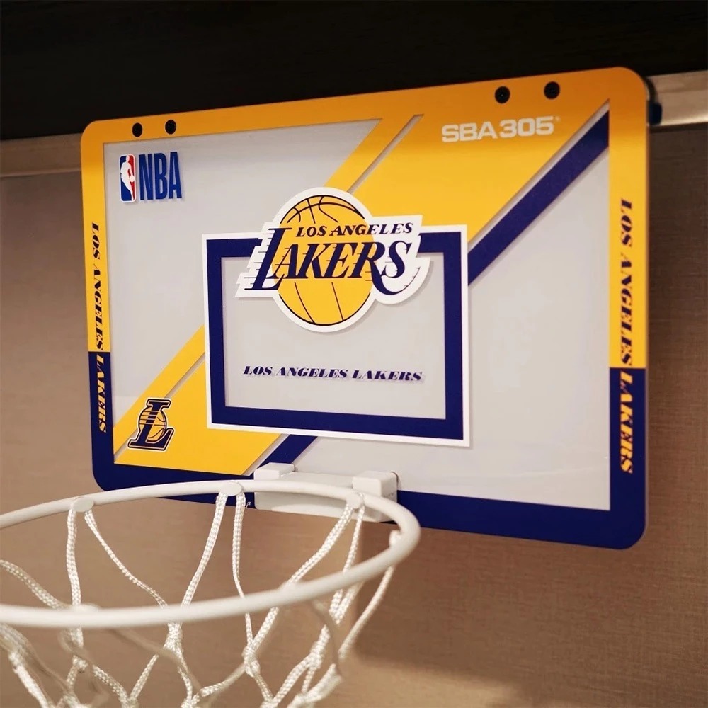 NBA 官方授權 洛杉磯湖人隊 小籃框 附球 隊徽款 壁掛式 室內玩具 居家 SBA305【運動世界】SBA01-細節圖2