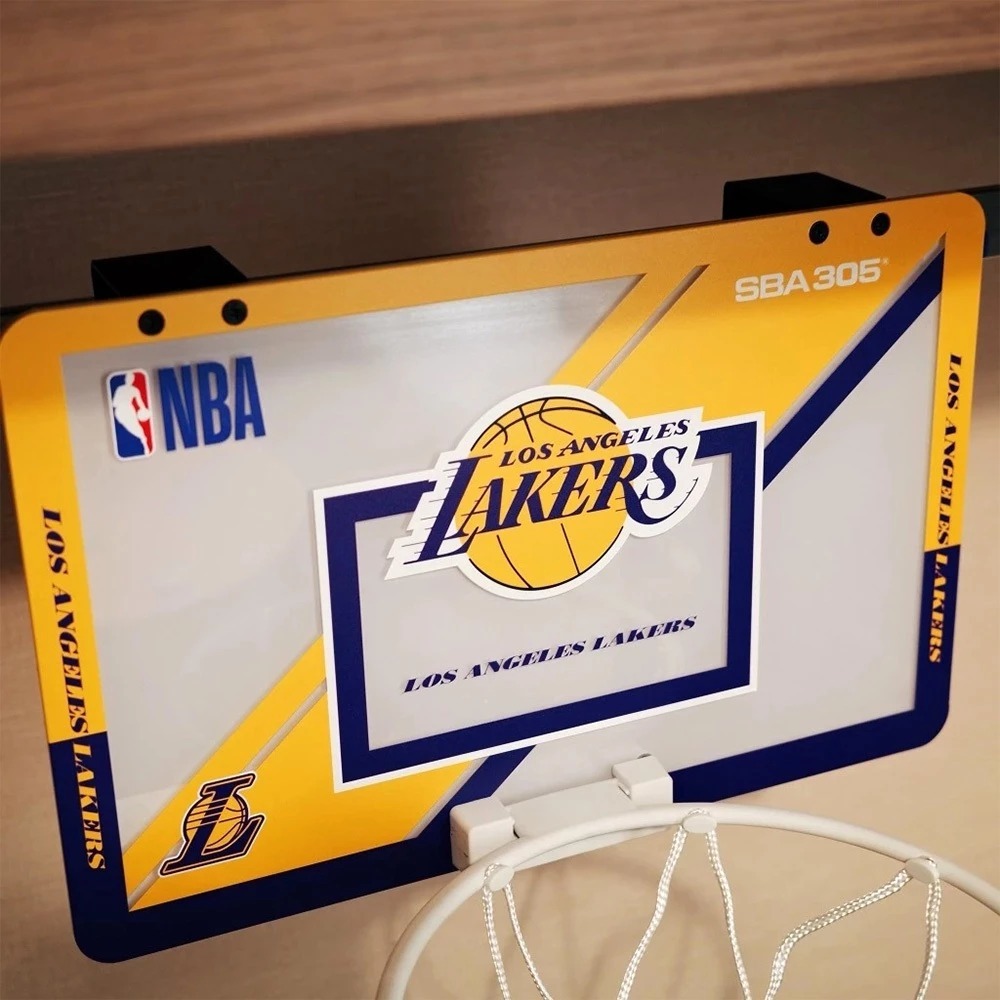 NBA 官方授權 洛杉磯湖人隊 小籃框 附球 隊徽款 壁掛式 室內玩具 居家 SBA305【運動世界】SBA01-細節圖3