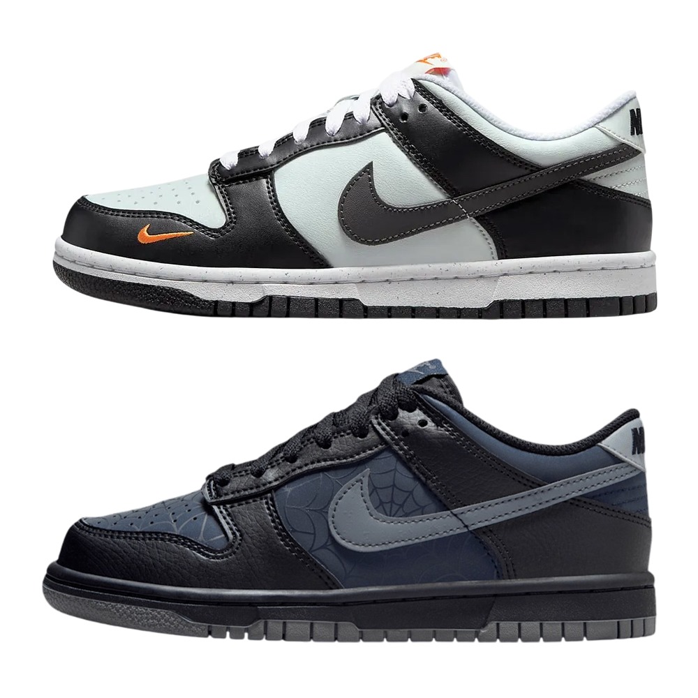 Nike 休閒鞋 大童鞋 女鞋 Dunk Low 灰黑/蜘蛛黑【運動世界】FN7784-001/HQ3815-001-細節圖2