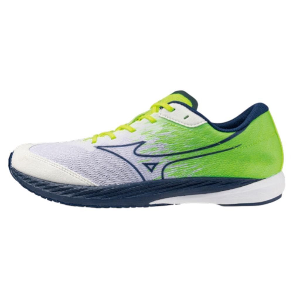 Mizuno 美津濃 慢跑鞋 男鞋 薄底 輕量 回彈 WAVE DUEL 4 深藍黃【運動世界】U1GD255021-細節圖2
