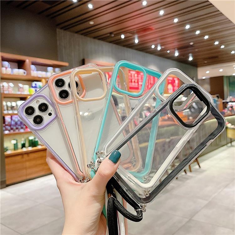簡約透明斜跨 斜背掛繩 防摔殼 保護殼 適用 蘋果 iPhone 14 13 12 11 pro max i14 手機殼-細節圖5