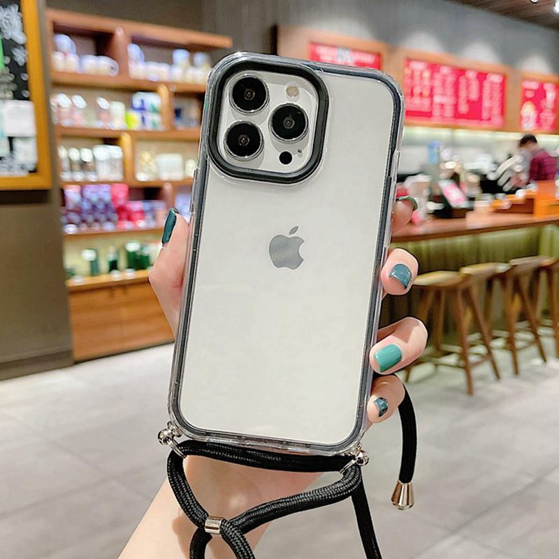 簡約透明斜跨 斜背掛繩 防摔殼 保護殼 適用 蘋果 iPhone 14 13 12 11 pro max i14 手機殼-細節圖6