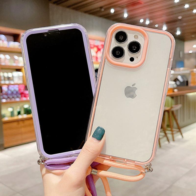簡約透明斜跨 斜背掛繩 防摔殼 保護殼 適用 蘋果 iPhone 14 13 12 11 pro max i14 手機殼-細節圖7