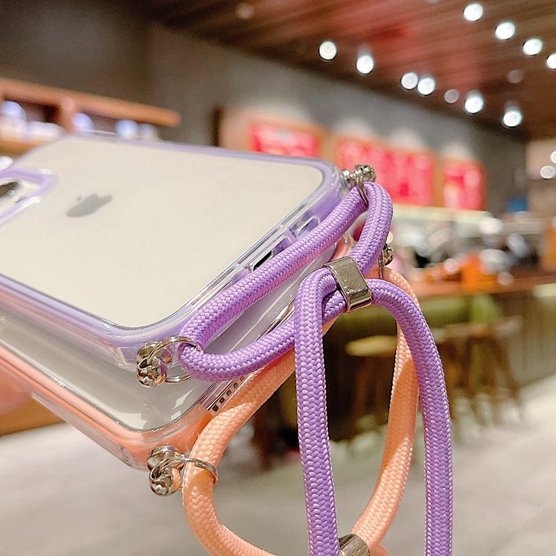 簡約透明斜跨 斜背掛繩 防摔殼 保護殼 適用 蘋果 iPhone 14 13 12 11 pro max i14 手機殼-細節圖8