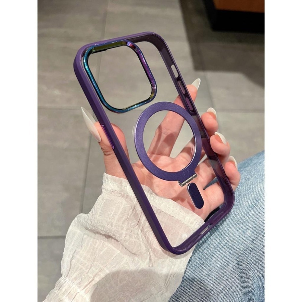 隱形磁吸航空合金支架可無線充 防摔殼 手機殼 適用於 iPhone 14 13 12 Pro Max i14 14pro-細節圖2