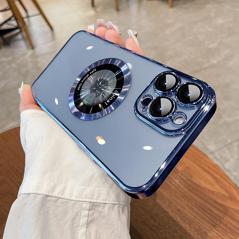 電鍍漏標 磁吸放大鏡 自帶鏡頭膜 手機殼 防摔殼 適用蘋果 iPhone 14 13 12 11 Pro Max 保護殼-細節圖8