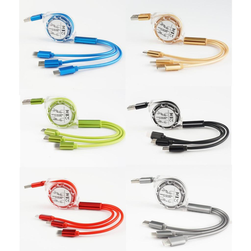 伸縮便攜 馬卡龍 三合一充電線 安卓充電線 TYPE-C充電線 IPHONE充電線 蘋果充電線 伸縮充電線 一對三-細節圖5