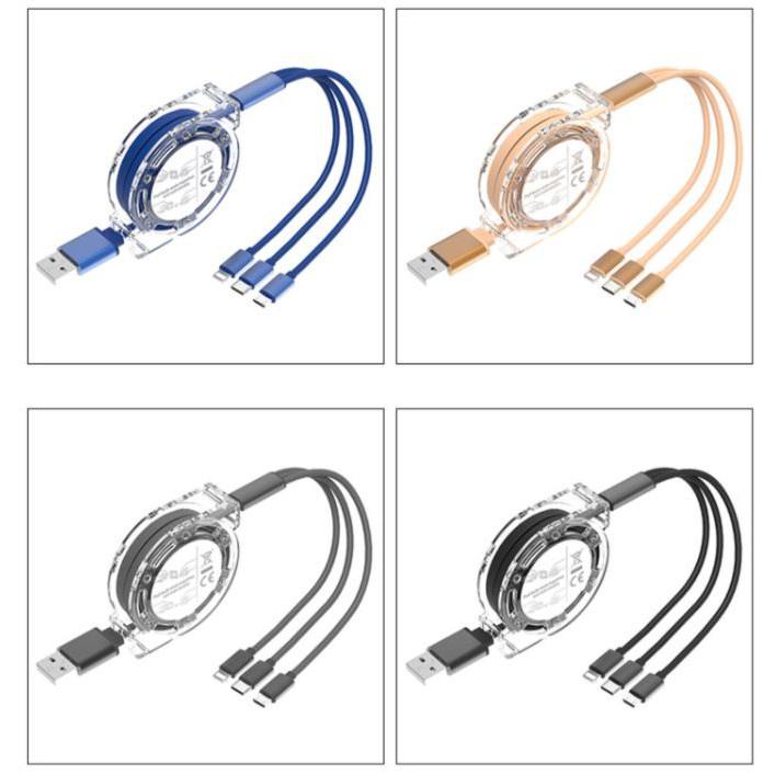 伸縮便攜 馬卡龍 三合一充電線 安卓充電線 TYPE-C充電線 IPHONE充電線 蘋果充電線 伸縮充電線 一對三-細節圖8