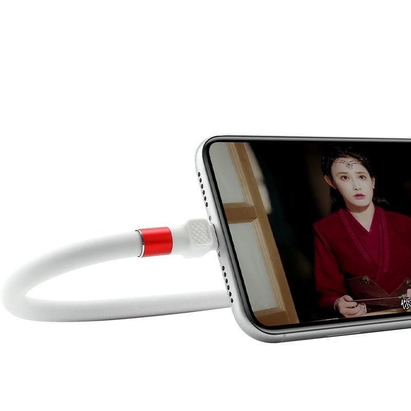 c手機摺叠萬向 手機支架數據線 快充數據線 支架數據線 多功能三合一快充數據線 桌面懶人充電線-細節圖3