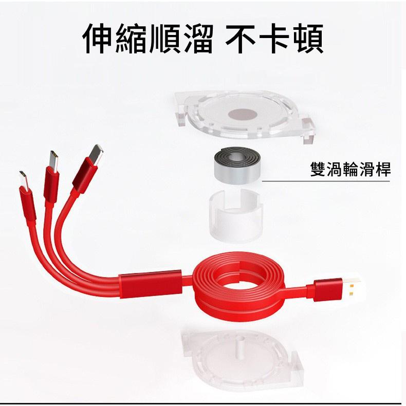 一拖三 伸縮傳輸線 三合一伸縮充電線 三合一數據線 充電線 多功能充電線 蘋果 安卓 Type-c 一拖三充電線-細節圖6