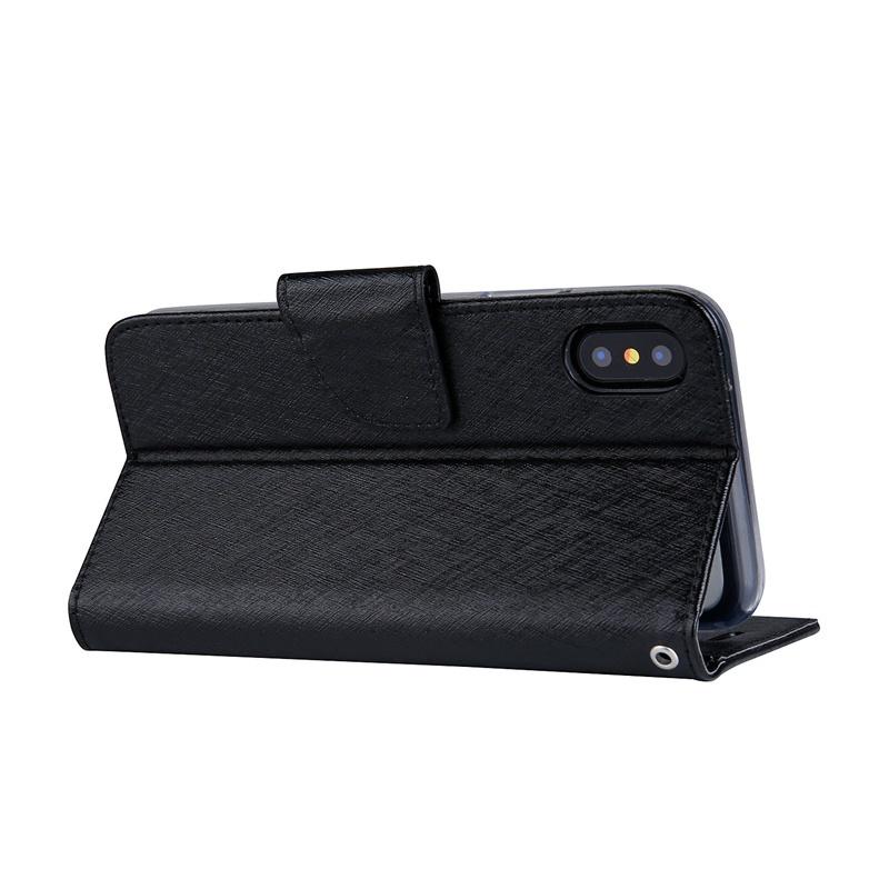 bk 適用於Samsung三星A8 A8+Plus 2018手機殼月詩蠶絲紋翻蓋式皮套-細節圖4