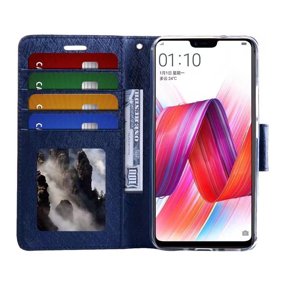 bk 月詩掀蓋皮套適用OPPO R17/R17 Pro/R15/R15 Pro 側翻皮套 蠶絲紋皮套 手機皮套 插卡皮套-細節圖5