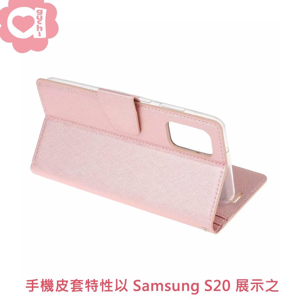 bk Samsung Galaxy A32 5G 月詩蠶絲紋時尚皮套 多層次插卡功能 側掀磁扣手機殼-金粉玫-細節圖4