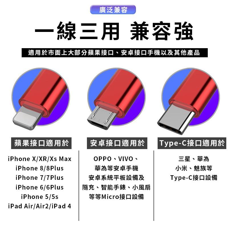 便攜  伸縮三合一 快充線 充電線 傳輸線 Type-C 安卓 Type C  iPhone充電線-細節圖8