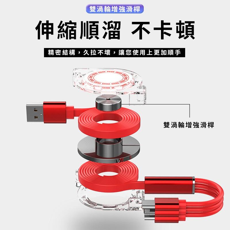 便攜  伸縮三合一 快充線 充電線 傳輸線 Type-C 安卓 Type C  iPhone充電線-細節圖9