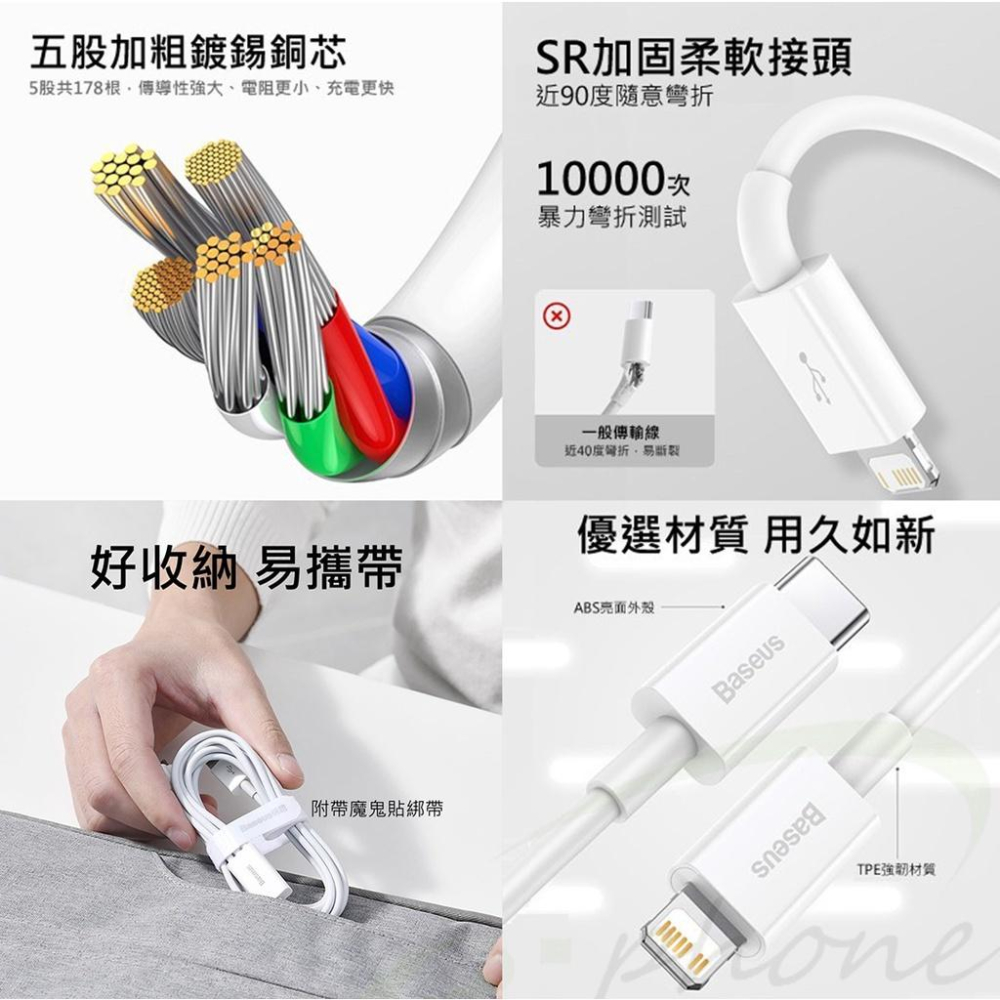 bk 倍思 iPhone PD充電線 20W快充線 蘋果充電傳輸線 適用於 蘋果手機 TypeC-細節圖5