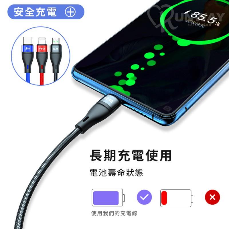 bk 三合一 充電線 5A極速快充 蘋果 安卓 Type-C 萬能 120cm  多功能 一拖三 USB 充電線-細節圖8