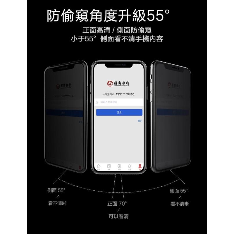 日本材質 iPhone 11 防窺 玻璃貼  11pro 7 8 X Xs SE2 玻璃貼 防窺膜 防偷窺 鋼化玻璃貼-細節圖3