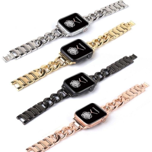 現貨」蘋果手錶錶帶 Apple watch 3 4 5 6 SE 單排牛仔鏈式不鏽鋼錶帶 金屬錶帶 女士錶帶