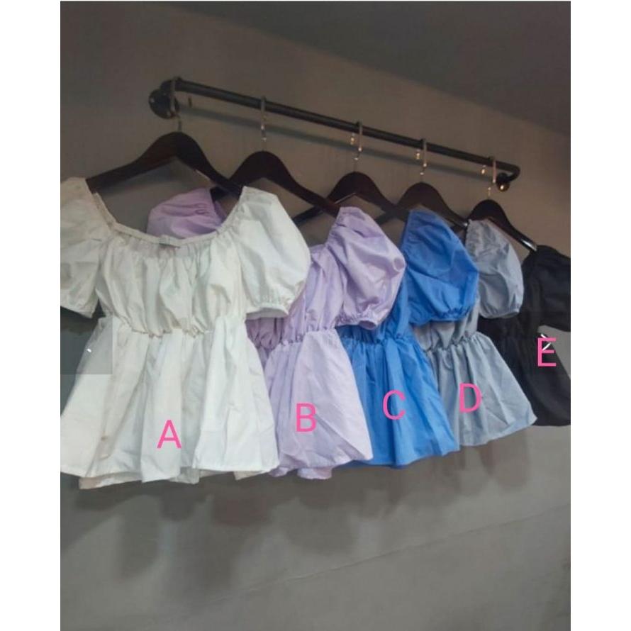 NaNa LuLu 韓國連線  韓國製 法式優雅感 可拉一字領減齡泡泡袖上衣  特價現貨迷霧藍D色 現貨馬上出-細節圖4