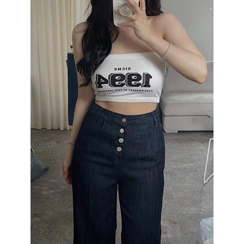 NaNa LuLu 韓國代購 韓國連線 韓國製上下鬆緊帶不會掉的平口bra top 現貨白黑 可單穿可內搭-細節圖2