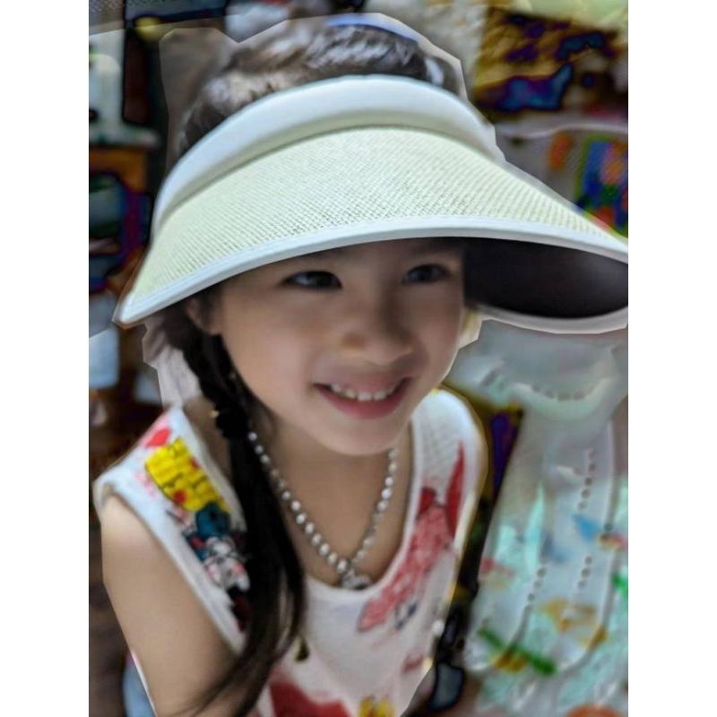 韓國【monjello】 2023新款 成人 兒童 抗UV 遮陽帽  防曬帽 空頂帽 親子帽 現貨中小童象牙色-細節圖2