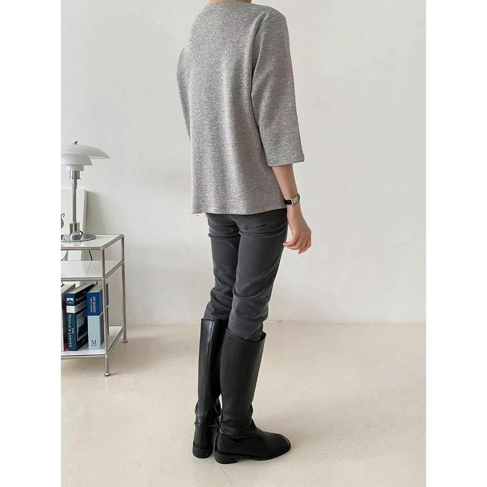 NaNa LuLu韓國連線 韓國代購 韓國製 現貨下擺不規則設計上衣 現貨灰1-細節圖3