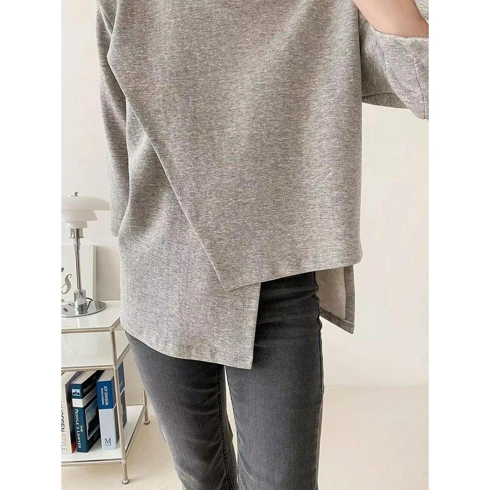 NaNa LuLu韓國連線 韓國代購 韓國製 現貨下擺不規則設計上衣 現貨灰1-細節圖6