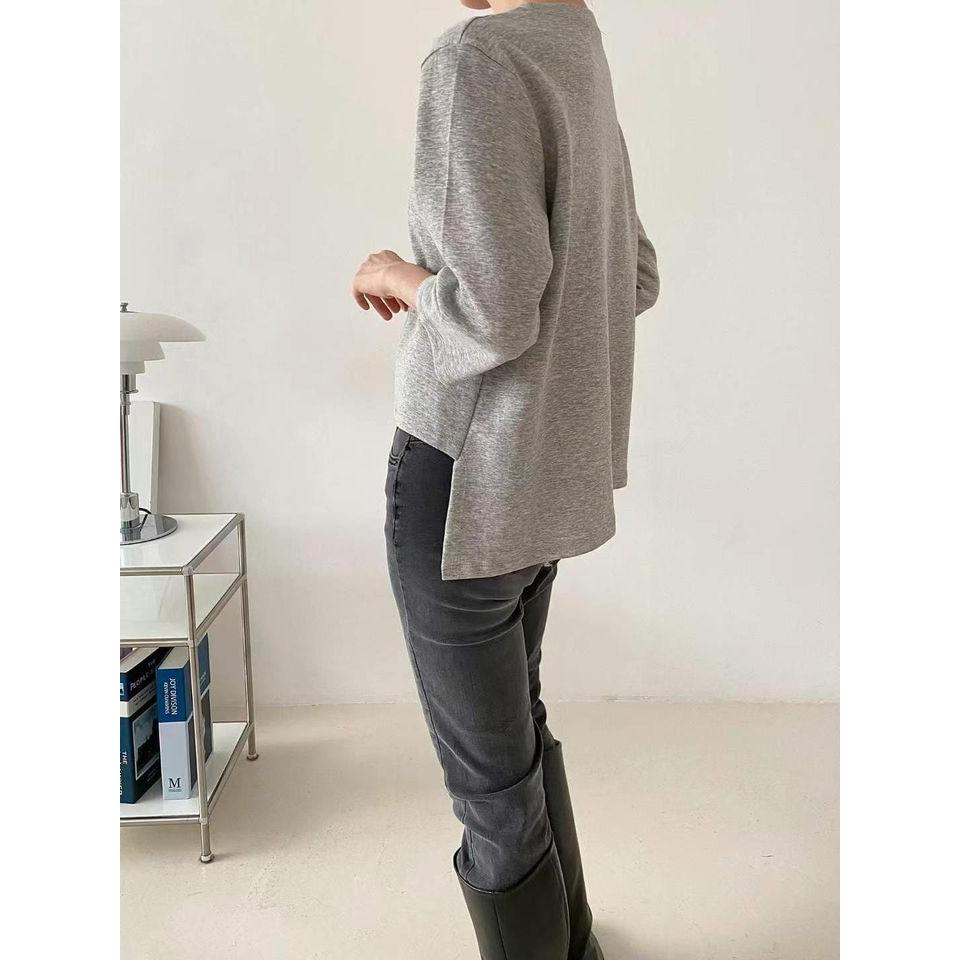 NaNa LuLu韓國連線 韓國代購 韓國製 現貨下擺不規則設計上衣 現貨灰1-細節圖8