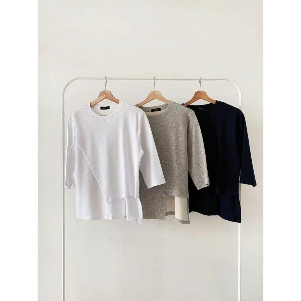 NaNa LuLu韓國連線 韓國代購 韓國製 現貨下擺不規則設計上衣 現貨灰1-細節圖9