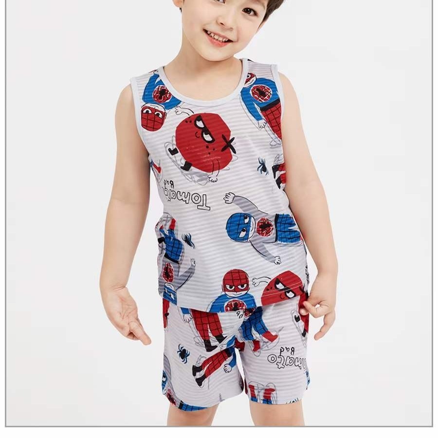 【Mellisse】 韓國製 夏季睡衣背心套裝 童裝 兒童背心 純棉 兒童居家服 男童 特價 共5款 現貨在台馬上出-細節圖4