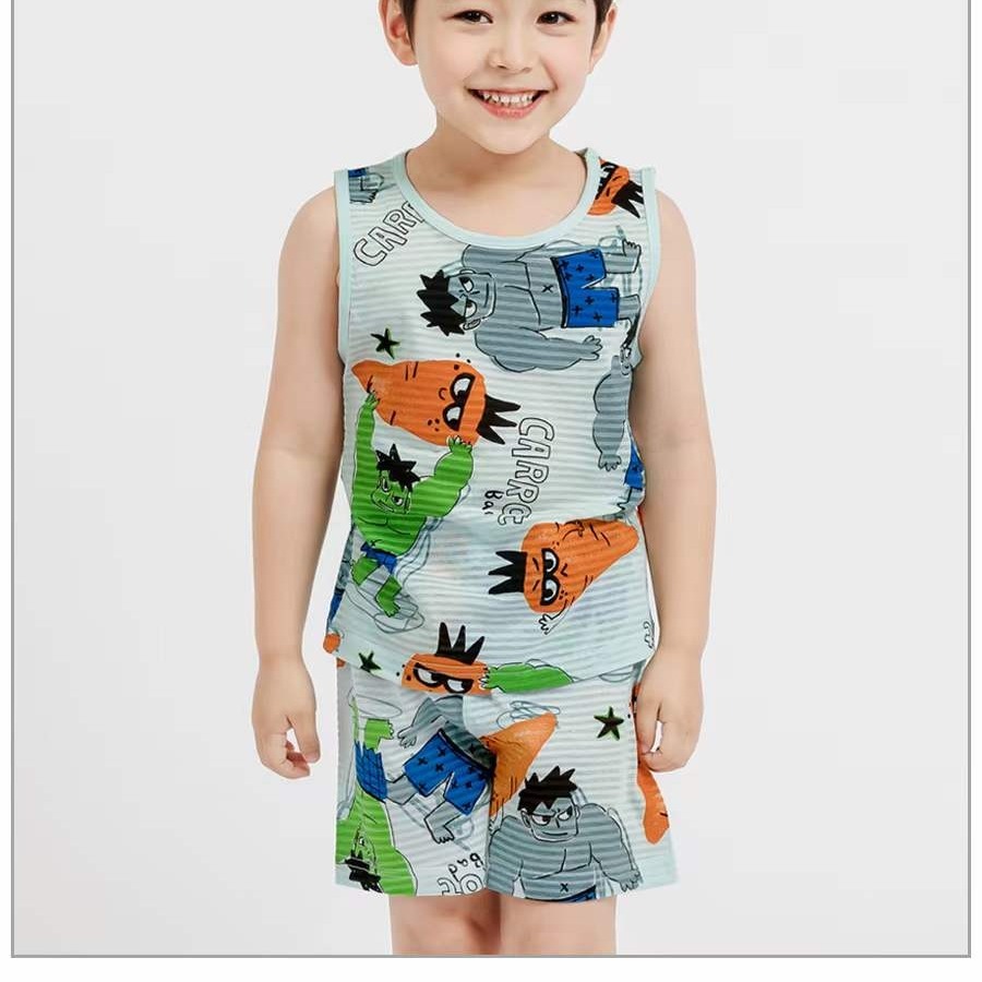 【Mellisse】 韓國製 夏季睡衣背心套裝 童裝 兒童背心 純棉 兒童居家服 男童 特價 共5款 現貨在台馬上出-細節圖2