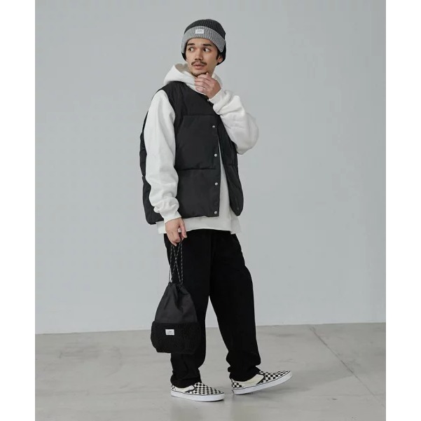 （預購）日本代購🇯🇵日牌Coen 尼龍毛呢束口小包-細節圖3