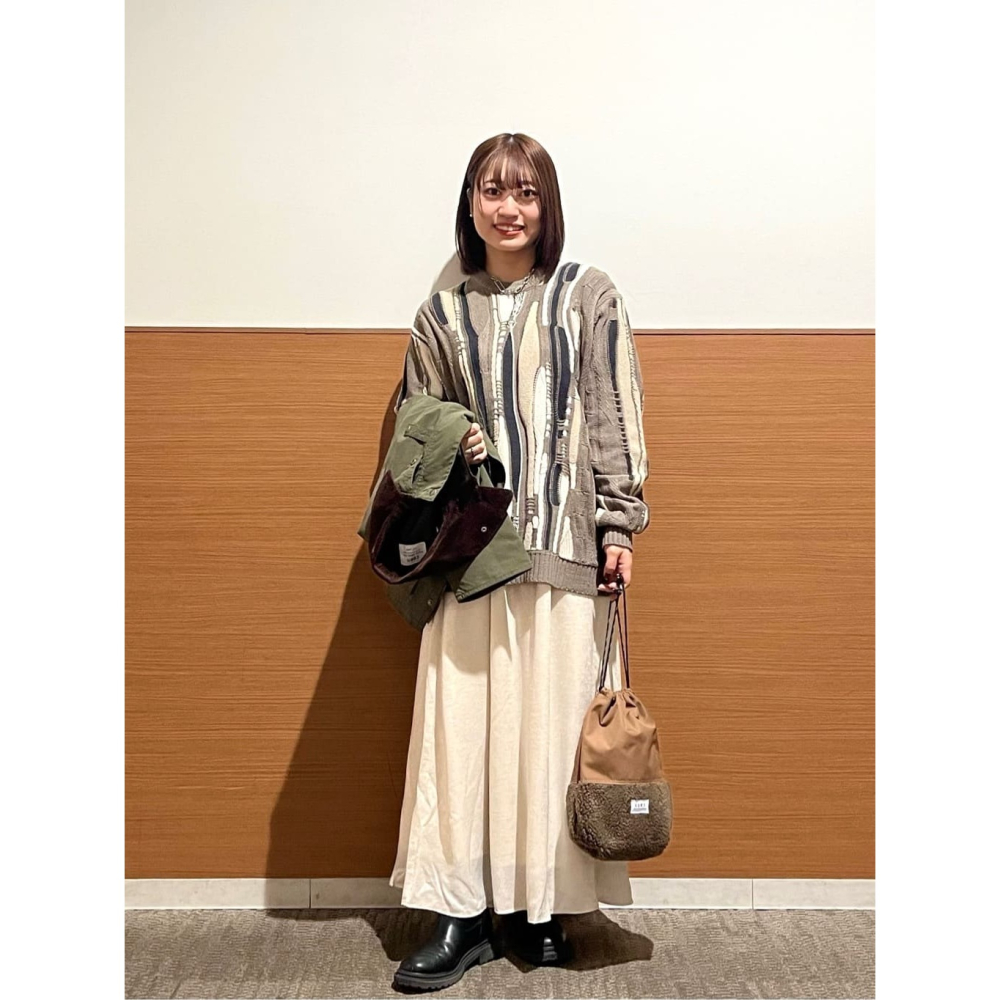 （預購）日本代購🇯🇵日牌Coen 尼龍毛呢束口小包-細節圖6