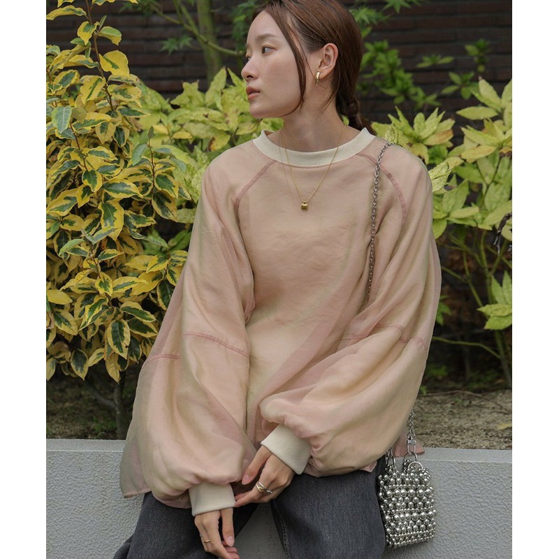 （預購）日本代購🇯🇵日牌 Bab 超仙氣💕雙層透紗氣質澎袖衛衣-細節圖2