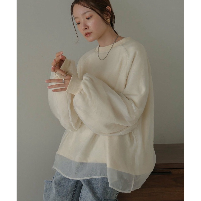 （預購）日本代購🇯🇵日牌 Bab 超仙氣💕雙層透紗氣質澎袖衛衣-細節圖3