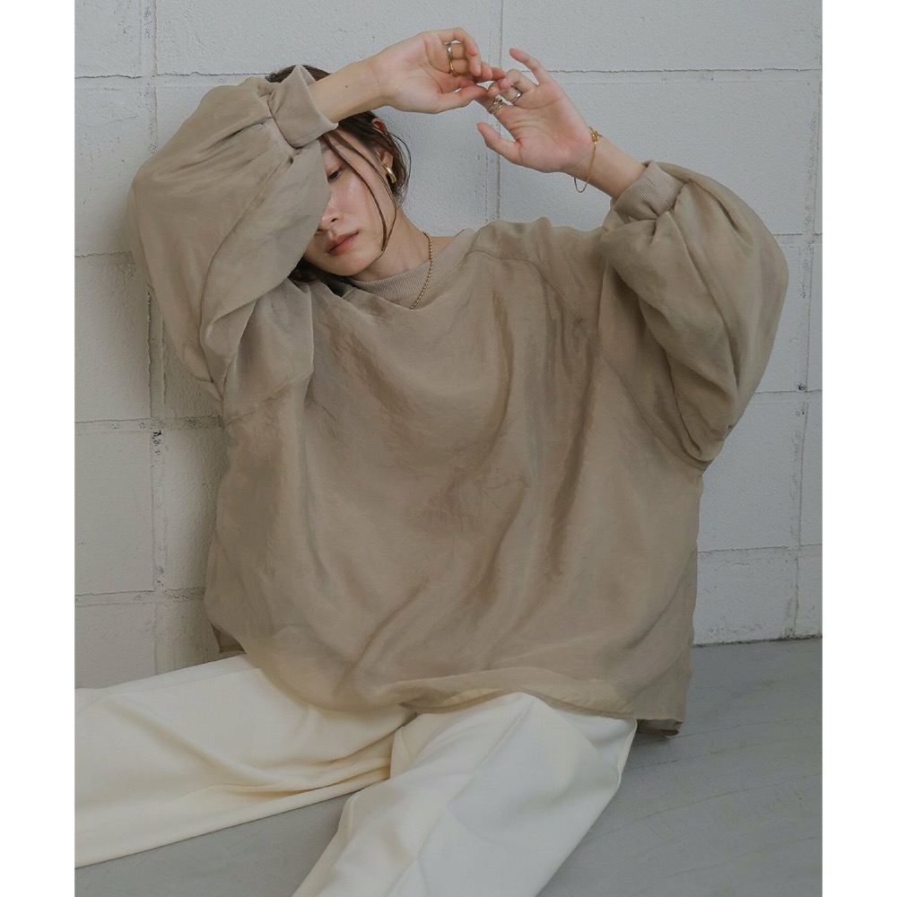 （預購）日本代購🇯🇵日牌 Bab 超仙氣💕雙層透紗氣質澎袖衛衣-細節圖8