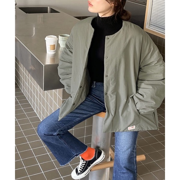 （預購）日本代購🇯🇵 日牌 JAVA 男生女 防風尼龍側拉鏈無領輕量夾棉外套-細節圖4