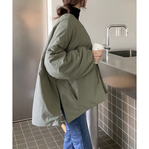 （預購）日本代購🇯🇵 日牌 JAVA 男生女 防風尼龍側拉鏈無領輕量夾棉外套-細節圖5