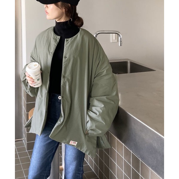 （預購）日本代購🇯🇵 日牌 JAVA 男生女 防風尼龍側拉鏈無領輕量夾棉外套-細節圖6